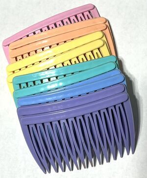 Vintage Lot Goody Hair Side Combs Pastels Peach Blue Pink Yellow Pull Clips (11)